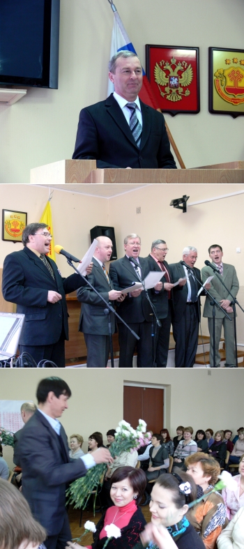Поздравление мужского коллектива Ядринской районной администрации с 8 Марта